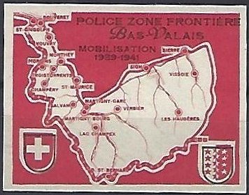 Schweiz Suisse Switzerland Soldatenmarken Eisenbahn Soldier Stamps Railway Police Zone Frontiere Bas-Valais